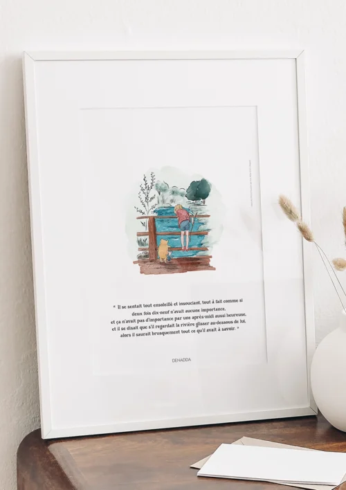 Cadre Winnie l'ourson - Le pont et la rivière Cadre Winnie l'ourson, le pont et la rivière. Une illustration de Denadda inspirée par A.A. Milne & E.H. Shepard.