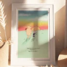 Cadre Winnie l'ourson et Porcinet, au coucher du soleil. Une illustration de Denadda inspirée par A.A. Milne & E.H. Shepard.