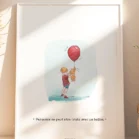 Cadre Winnie l'ourson et le ballon rouge. Une illustration de Denadda inspirée par A.A. Milne & E.H. Shepard.