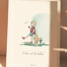 Cadre Winnie l'ourson, Jean Christophe et Porcinet, l'heure de la balade. Une illustration de Denadda inspirée par A.A. Milne & E.H. Shepard.