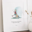 Cadre Winnie l'ourson, Jean Christophe et Porcinet sur le chemin. Une illustration de Denadda inspirée par A.A. Milne & E.H. Shepard.
