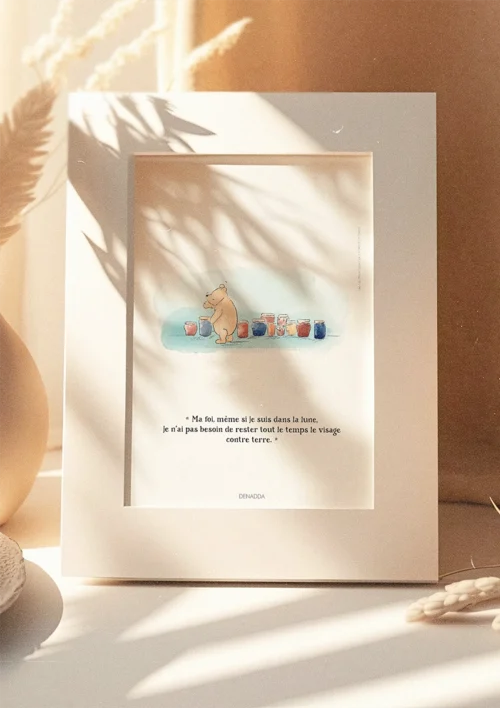 Cadre Winnie l'ourson et ses pots de miel Cadre Winnie l'ourson et ses pots de miel. Une illustration de Denadda inspirée par A.A. Milne & E.H. Shepard.