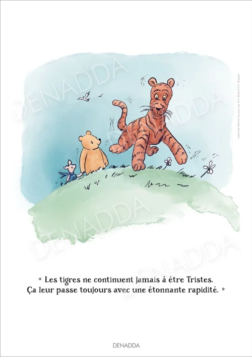 Illustration Tigrou - Les tigres rebondissent toujours Illustration Tigrou avec citation de Winnie l'ourson. Une affiche de Denadda inspirée par A.A. Milne & E.H. Shepard.
