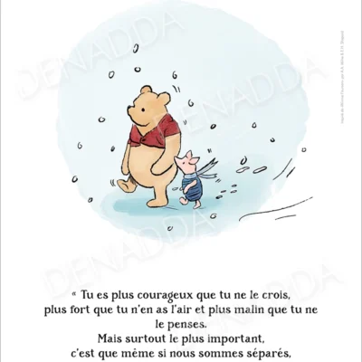 Illustration Winnie l'ourson et Porcinet sous la neige. Une affiche de Denadda inspirée par A.A. Milne & E.H. Shepard.