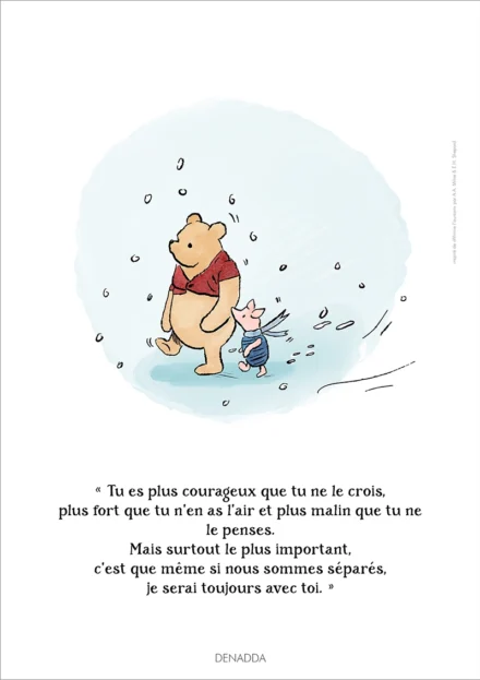 Illustration Winnie l'ourson et Porcinet sous la neige. Une affiche de Denadda inspirée par A.A. Milne & E.H. Shepard.