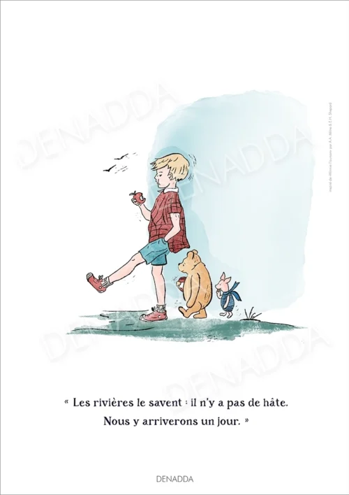 Illustration Winnie l'ourson et le chemin Illustration Winnie l'ourson, Jean Christophe et Porcinet sur le chemin. Une affiche de Denadda inspirée par A.A. Milne & E.H. Shepard.