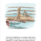 Illustration Winnie l'ourson et ses amis allongés sur le pont de la rivière. Une afiiche de Denadda inspirée par A.A. Milne & E.H. Shepard.