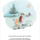 Illustration Winnie l'ourson et Jean Christophe, promenade dans la forêt des rêves bleus. Une affiche de Denadda inspirée par A.A. Milne & E.H. Shepard.