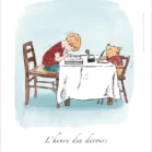 Illustration Winnie l'ourson, l'heure des devoirs. Une affiche de Denadda inspirée par A.A. Milne & E.H. Shepard.