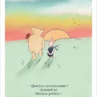 Illustration Winnie l'ourson et Porcinet, au coucher du soleil. Une affiche de Denadda inspirée par A.A. Milne & E.H. Shepard.