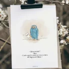 Poster Maître Hibou de Winnie l'ourson. Une illustration de Denadda inspirée par A.A. Milne & E.H. Shepard.