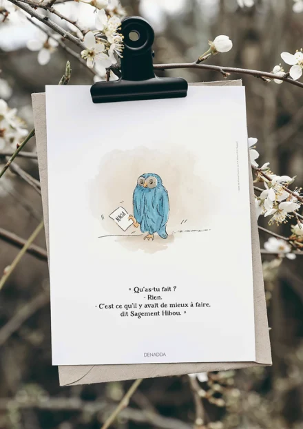 Poster Maître Hibou de Winnie l'ourson. Une illustration de Denadda inspirée par A.A. Milne & E.H. Shepard.