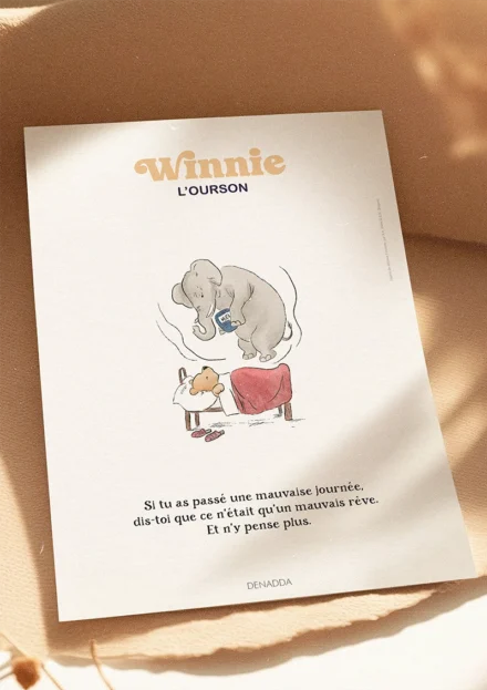 Poster Winnie l'ourson et l'Éfélant. Une illustration de Denadda inspirée par A.A. Milne & E.H. Shepard.