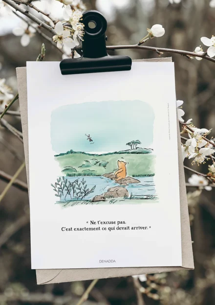 Poster Winnie l'ourson et la libellule. Une illustration de Denadda inspirée par A.A. Milne & E.H. Shepard.