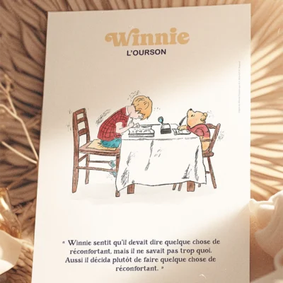 Poster Winnie l'ourson le réconfort. Une illustration de Denadda inspirée par A.A. Milne & E.H. Shepard.
