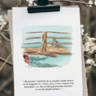 Poster Winnie l'ourson et ses amis allongés sur le pont de la rivière. Une illustration de Denadda inspirée par A.A. Milne & E.H. Shepard.