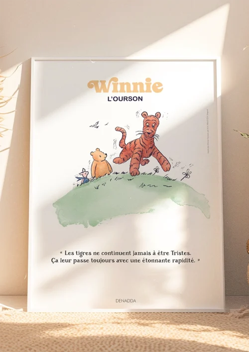 Tableau Tigrou - Les tigres rebondissent toujours Tableau Tigrou avec citation de Winnie l'ourson. Une illustration de Denadda inspirée par A.A. Milne & E.H. Shepard.