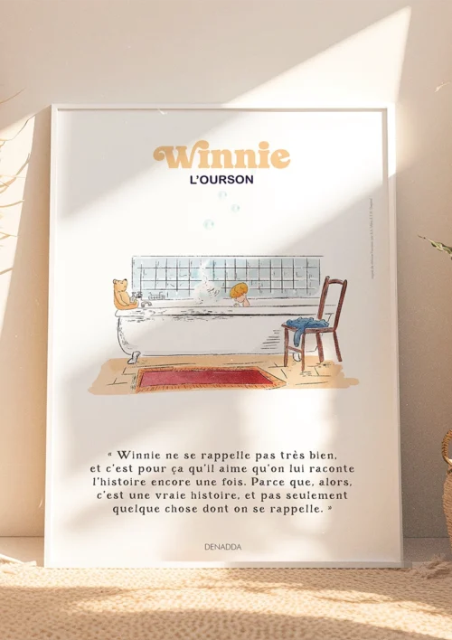 Tableau Winnie l'ourson dans la salle de bain Tableau Winnie l'ourson dans la salle de bain. Une illustration de Denadda inspirée par A.A. Milne & E.H. Shepard.