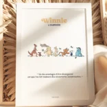 Tableau Winnie l'ourson et ses amis. Une illustration de Denadda inspirée par A.A. Milne & E.H. Shepard.