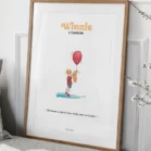 Tableau Winnie l'ourson et le ballon rouge. Une illustration de Denadda inspirée par A.A. Milne & E.H. Shepard.