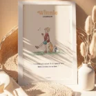 Tableau Winnie l'ourson, Jean Christophe et Porcinet sur le chemin. Une illustration de Denadda inspirée par A.A. Milne & E.H. Shepard.