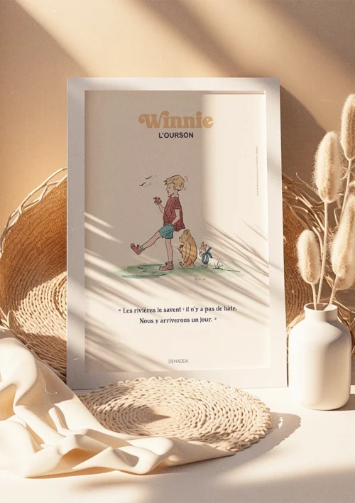 Tableau Winnie l'ourson et le chemin Tableau Winnie l'ourson, Jean Christophe et Porcinet sur le chemin. Une illustration de Denadda inspirée par A.A. Milne & E.H. Shepard.