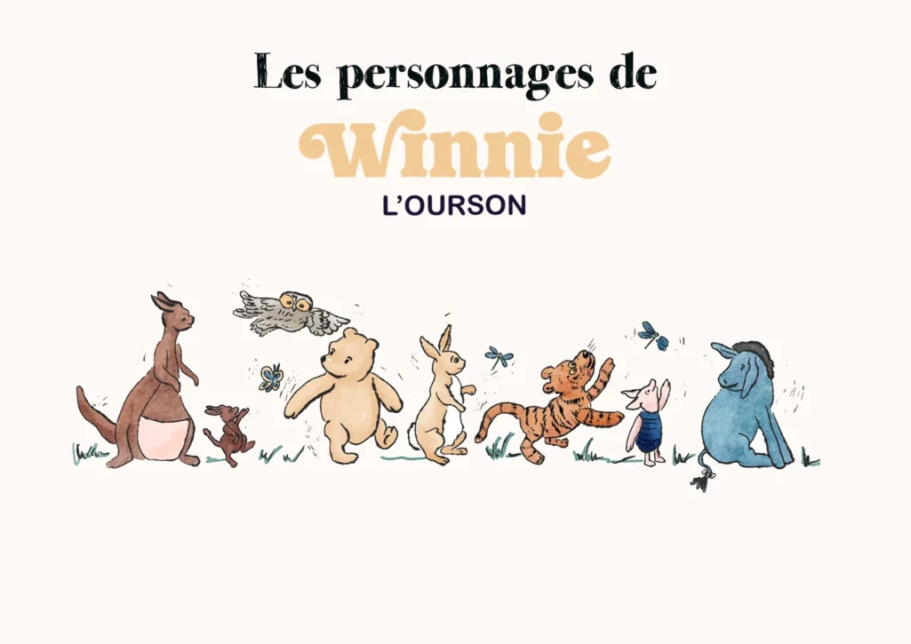 Personnages de Winnie l'Ourson. Illustration Denadda.