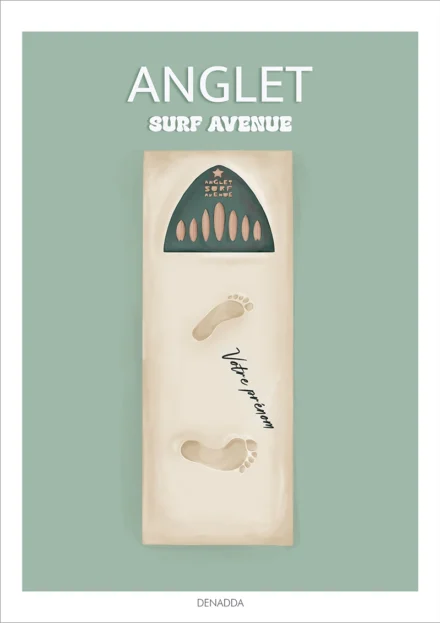 Affiche personnalisée avec prénom Anglet Surf Avenue. Denadda