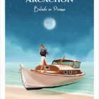 Affiche Arcachon balade en pinasse, une illustration poétique dessinée par Denadda