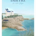 Affiche Biarritz La Villa Belza. Illustration de Denadda
