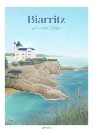 Affiche Biarritz La Villa Belza. Illustration de Denadda