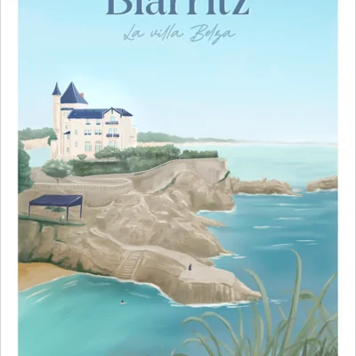 Affiche Biarritz La Villa Belza. Illustration de Denadda