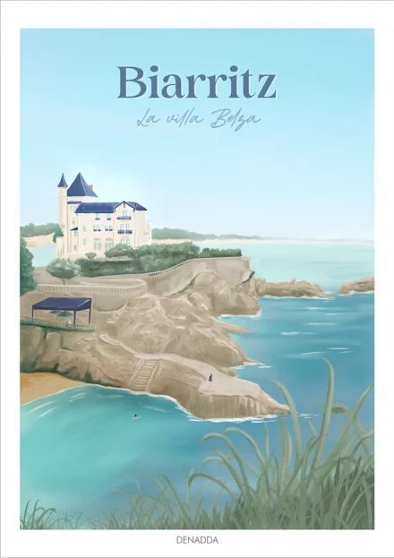 Affiche Biarritz La Villa Belza. Illustration de Denadda