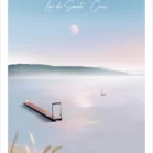 Affiche Gorges du Verdon, Lac de Sainte-Croix. Illustration de Denadda dessinée dans les Alpes de Haute Provence