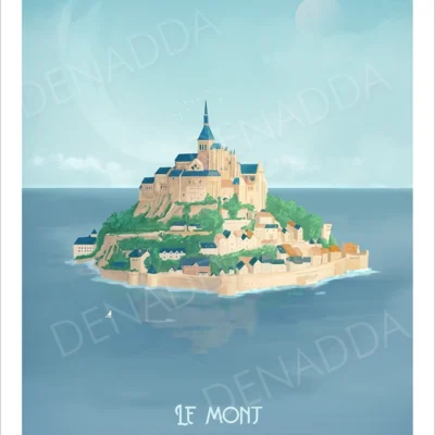 Affiche Mont Saint-Michel. Une illustration dessinée par Denadda