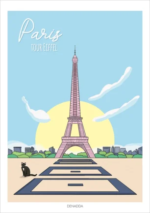 Affiche Paris minimaliste Tour Eiffel. Une illustration de la collection Playful dessinée par Denadda
