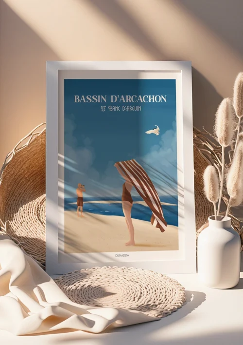 Cadre Bassin d'Arcachon "Le Banc d'Arguin" Cadre du Bassin d'Arcachon avec le Banc d'Arguin. Une création de Denadda