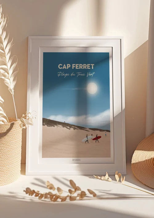 Cadre Cap Ferret "Plage du Truc Vert" Cadre Cap Ferret illustré avec la Plage du Truc Vert. Denadda