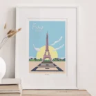 Cadre minimaliste Paris avec la Tour Eiffel. Décoration d'un appartement parisien. Denadda