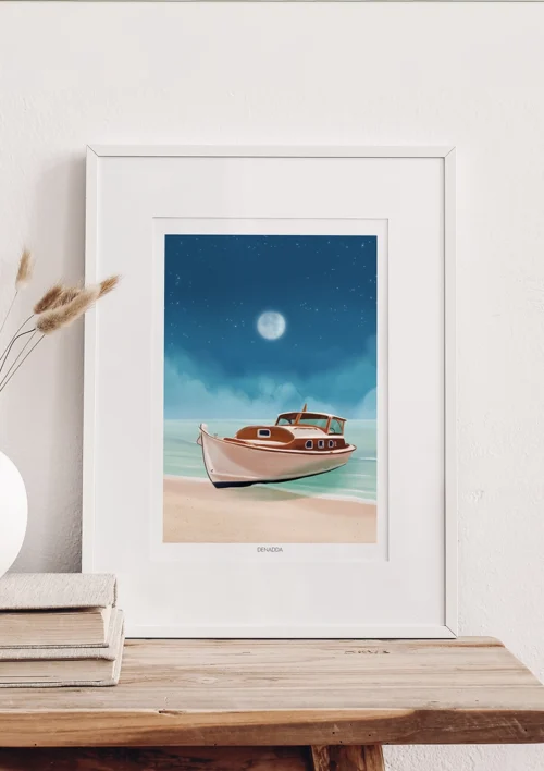 Cadre Pinasse "Bassin d'Arcachon" Cadre d'une Pinasse dans le Bassin d'Arcachon. Une illustration de Denadda