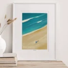 Cadre surf personnalisé avec le nom de plage Priaia Da Falésia au Portugal. Denadda