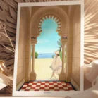 Poster du Cap Ferret de l'intérieur de la Chapelle de la Villa Algérienne. Illustration de Denadda