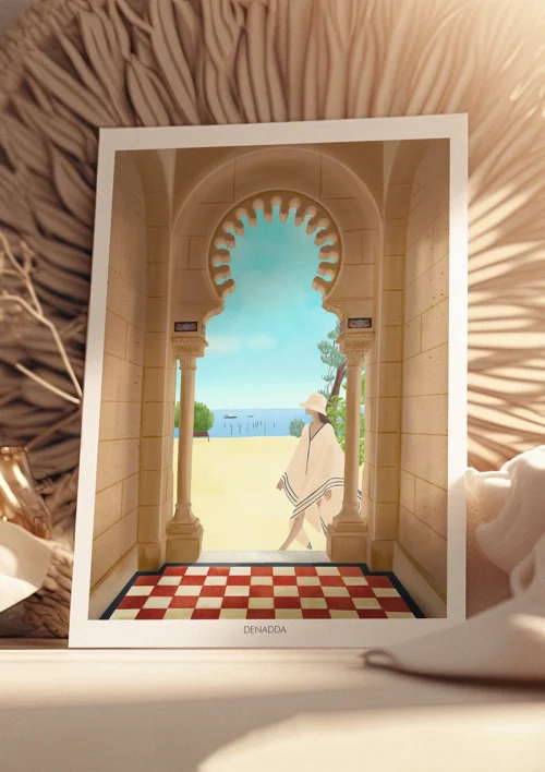 Poster Cap Ferret "La Villa Algérienne" Poster du Cap Ferret de l'intérieur de la Chapelle de la Villa Algérienne. Illustration de Denadda