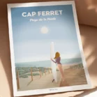 Poster Cap Ferret personnalisé avec du texte. Plage de la Pointe. Une illustration de Denadda