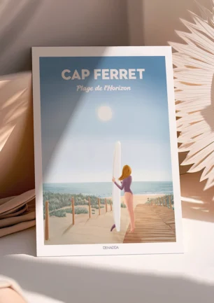Poster Cap Ferret de la Plage de l'Horizon. Une illustration de Denadda