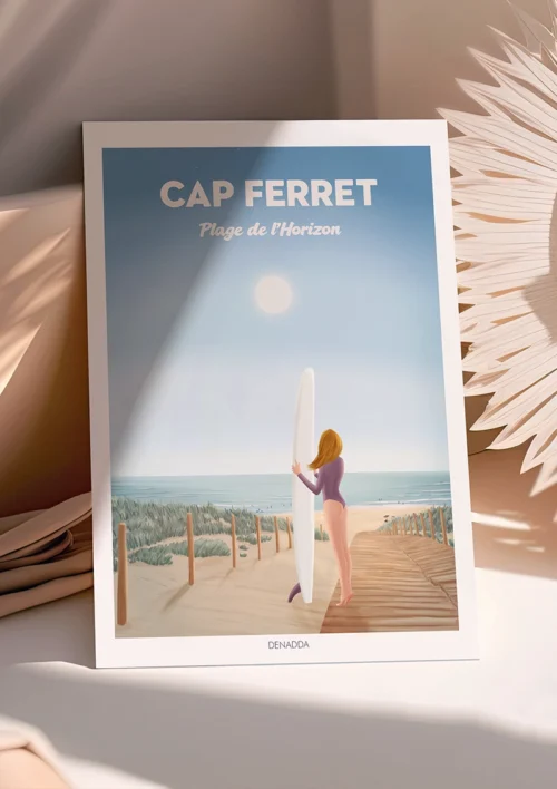 Poster Cap Ferret "Plage de l'Horizon" Poster Cap Ferret de la Plage de l'Horizon. Une illustration de Denadda