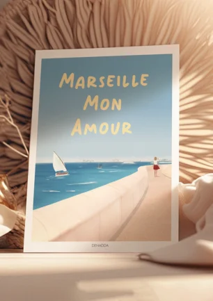 Poster Marseille Mon Amour de la Corniche Kennedy. Un dessin de Denadda