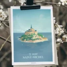 Poster Mont Saint-Michel. Une illustration dessinée en Normandie par Denadda