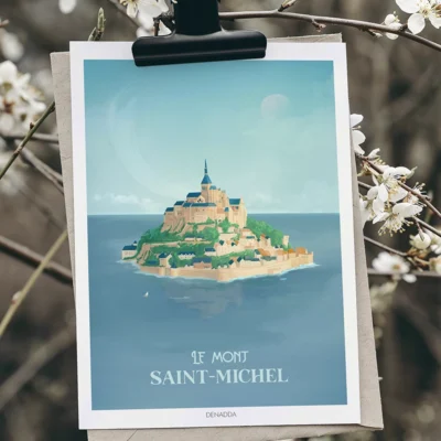 Poster Mont Saint-Michel Poster Mont Saint-Michel. Une illustration dessinée en Normandie par Denadda