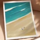 Poster surf personnalisé avec le nom de plage Hossegor. Denadda